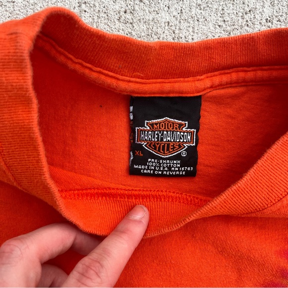Y2K Orange Tie Dye Harley Davidson Motorcycles T-shirt size XL Nashville TN - Picture 3 of 5
